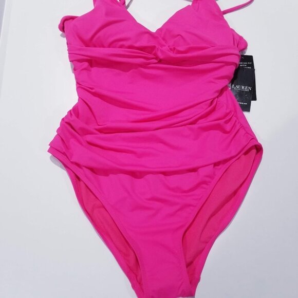 Lauren Ralph Lauren Double Strap Tummy Control One Piece Swimsuit Size 8 - Picture 4 of 10